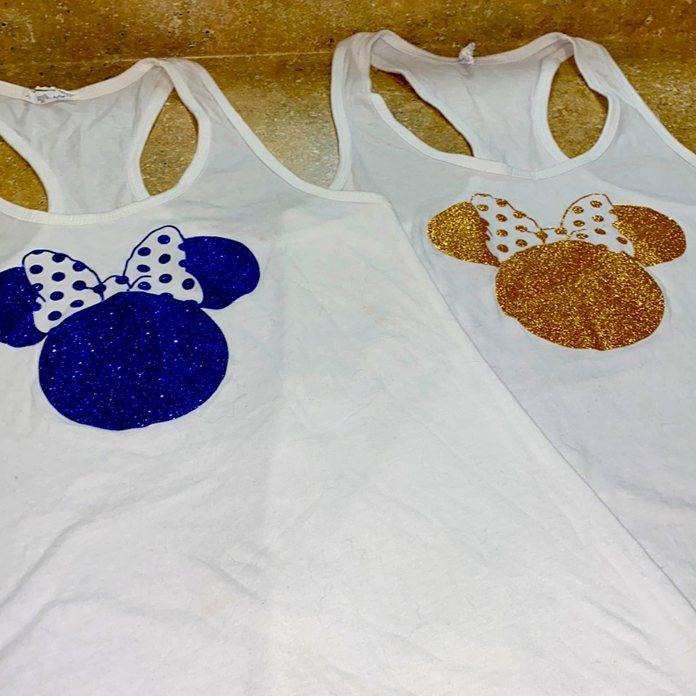 2 Minnie Mouse Tanks Bundle! Gold & Blue!